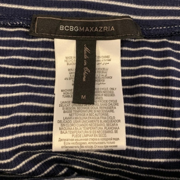 BCBGMaxAzria Mercer Ribbed Blue Stripe Maxi Wrap Skirt Size M - Picture 4 of 5